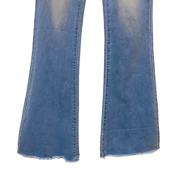 SHEIN Light Wash Raw Hem Flare Jeans - Picture 3 of 7